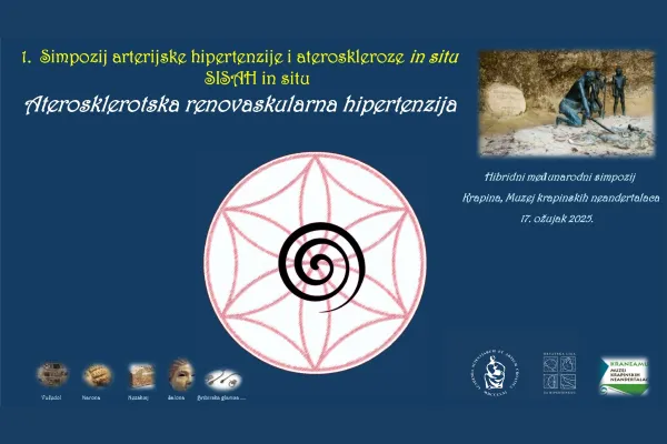 Slika prikazuje logotip simpozija a u pozadini je plava boja s tekstom